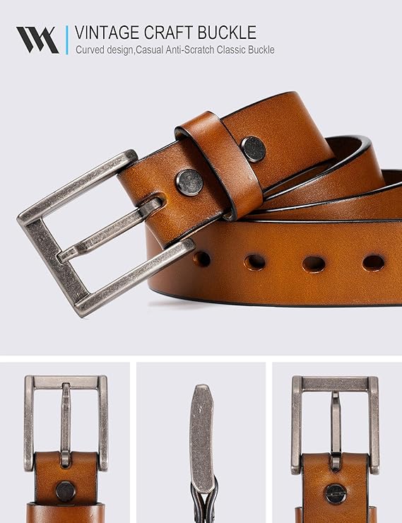 WOLFANT Thicken Full Grain Heavy Duty Tan Belts for Men - Image 4