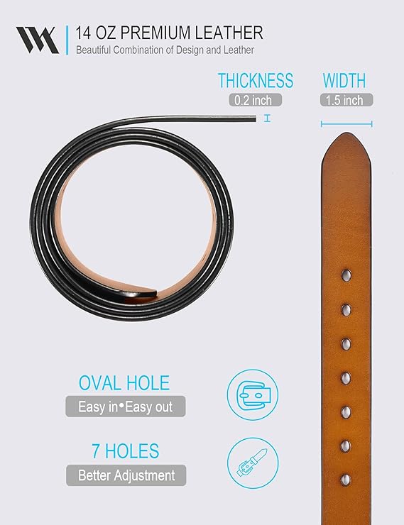 WOLFANT Thicken Full Grain Heavy Duty Tan Belts for Men - Image 2