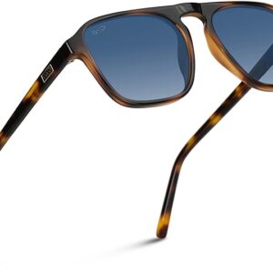 WearMe Pro Polarized Modern Aviator One-Bridge Tortoise Brown Square Mens Sunglasses