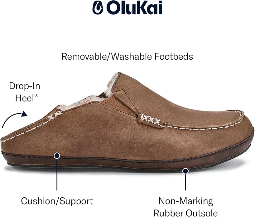 OLUKAI Moloa Toffee/Dk Wood Slipper Men's - Image 4