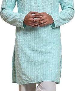 Pro-Ethic Style Developer Mens Indian Traditional Cotton  Turquoise Kurta