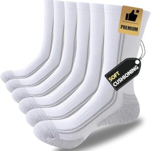 JOYNÉE Mens White(6 Pairs) Lightweight Socks for Sports Running Hiking