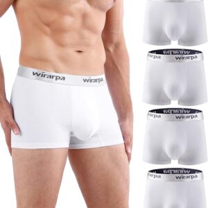 wirarpa Mens Trunks Underwear  White 4 Pack