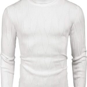 COOFANDY Turtleneck White Sweater