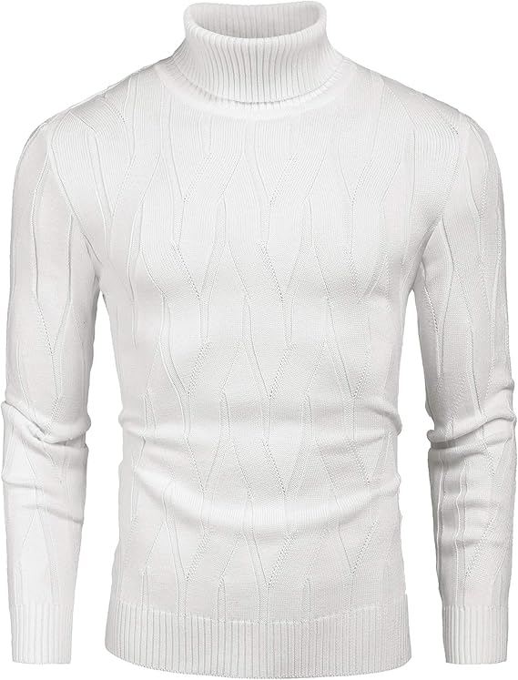 COOFANDY Turtleneck White Sweater