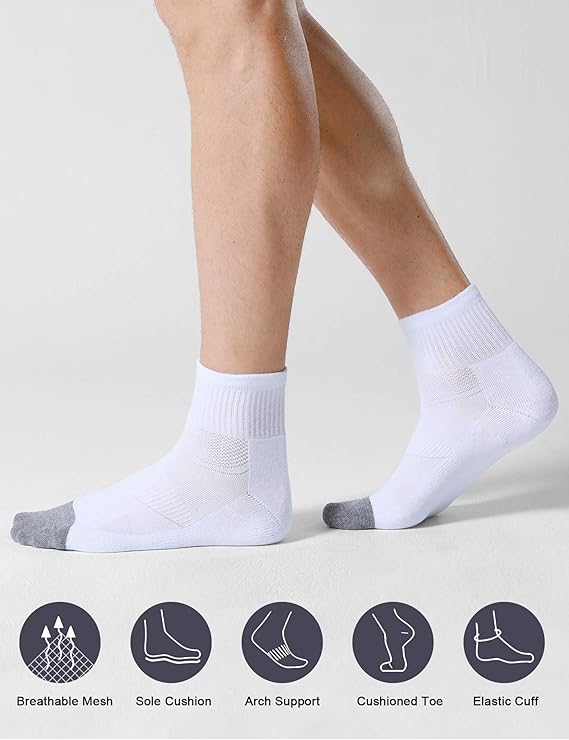 CS CELERSPORT 6 Pack Men's White Ankle Socks - Image 4