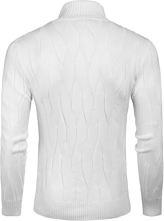 COOFANDY Turtleneck White Sweater - Image 2