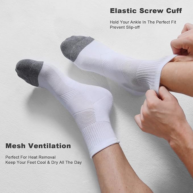 CS CELERSPORT 6 Pack Men's White Ankle Socks - Image 3