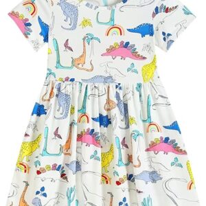 Frogwill Toddler Girls CottonShort Sleeve Summer Casual Outfit(White)