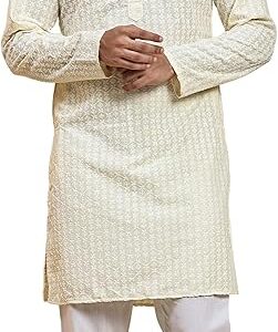 Pro-Ethic Style Developer Mens Indian Traditional Cotton White Kurta