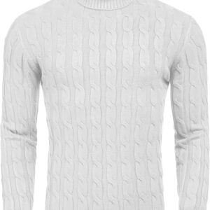 COOFANDY Men's Slim Fit Turtleneck 01-white Sweater