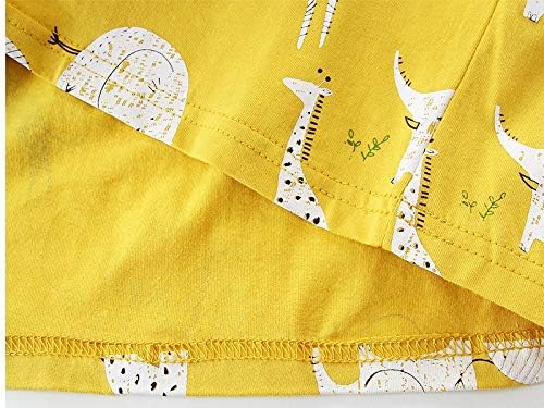Cotton Short Sleeve Casual Girls Dresses(Yellow Animals) - Image 5