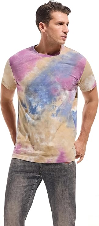 KLIEGOU Mens Hipster Hiphop Tees (571 Purple-yellow-blue) - Image 4