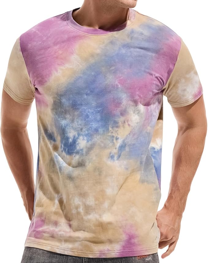 KLIEGOU Mens Hipster Hiphop Tees (571 Purple-yellow-blue) - Image 2