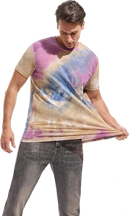 KLIEGOU Mens Hipster Hiphop Tees (571 Purple-yellow-blue) - Image 3