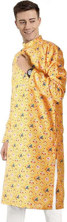 Chandrakala Slim Fit Printed Yellow Green Kurta - Image 2