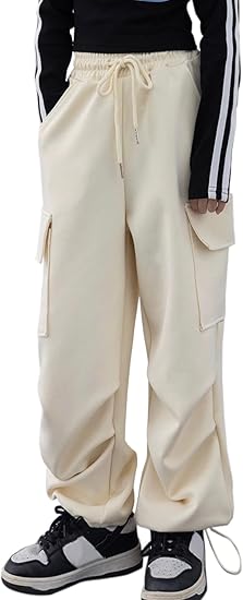 Girls Cargo Pants Quick Dry Baggy Hiking Pants Wide Leg Cargo Jogger Trousers for Kids Outdoor (Pant 2)