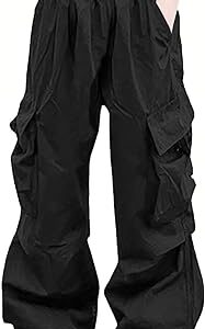 Girls Cargo Pants Elastic Waist Drawstring with Pockets Pants