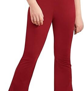 Girl's Leggings Cross High Waisted Flare Pants Yoga Bootcut Pants Solid Color Full Length Bell Bottoms (Pant 5)