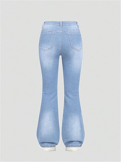 Girl's Flare Jeans High Waisted Bell Bottom Denim Pants with Pockets (Pant 5) - Image 5