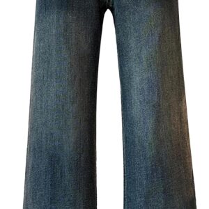 Girls Baggy Jeans Distressed Denim Pants Elastic Waist Wide Leg Jeans for Girls Kids Loose (Pant 2)